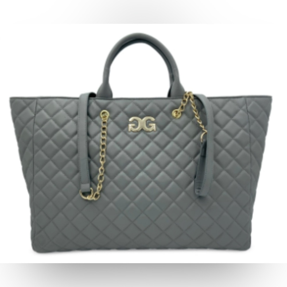 NWT Gilda Paris Large Quilted Tote Grey MSRP $199